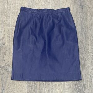 Vakko Purple Leather Pencil Skirt